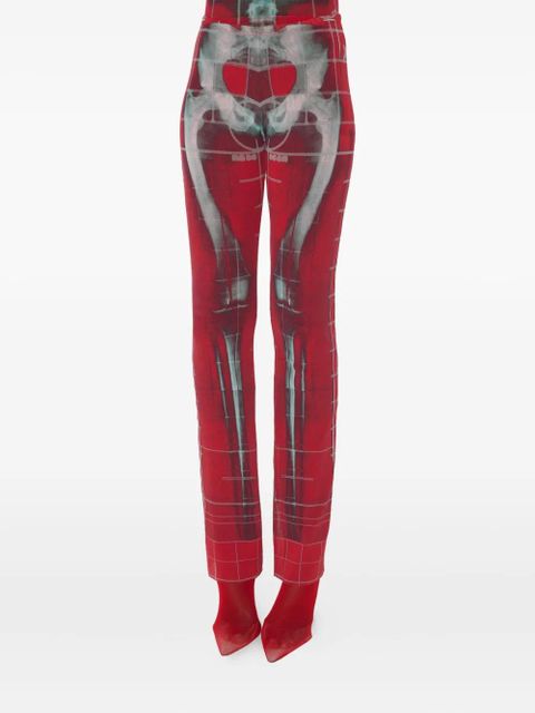 Jean Paul Gaultier mesh graphic-print trousers - Red