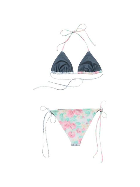 Acne Studios patchwork floral-print bikini - Blue