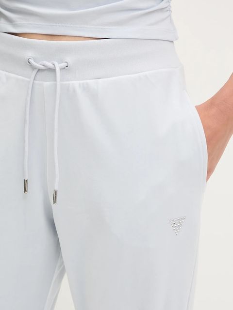 Guess spodnie dresowe welurowe COUTURE damskie kolor niebieski gładkie V3BB27 K0232