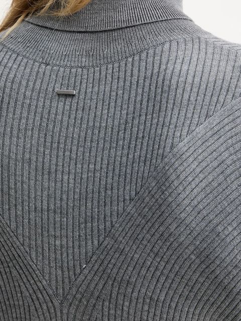 BOSS sukienka wełniana kolor szary maxi rozkloszowana 50548520