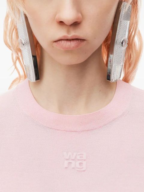 Alexander Wang logo-embossed knitted T-shirt - Pink