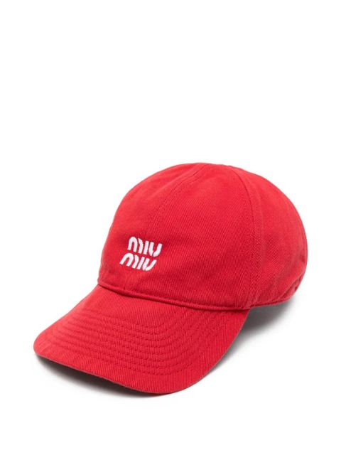 Miu Miu logo-detail baseball cap - Red - zdjęcie produktu nr 1