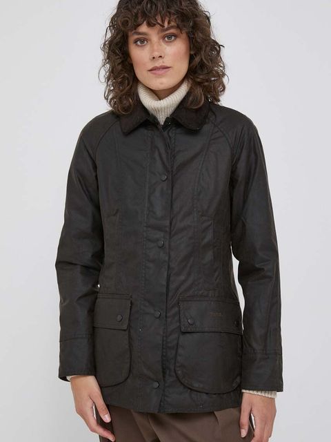 Barbour kurtka bawełniana Classic Beadnell Wax Jacket kolor brązowy przejściowa LWX0668