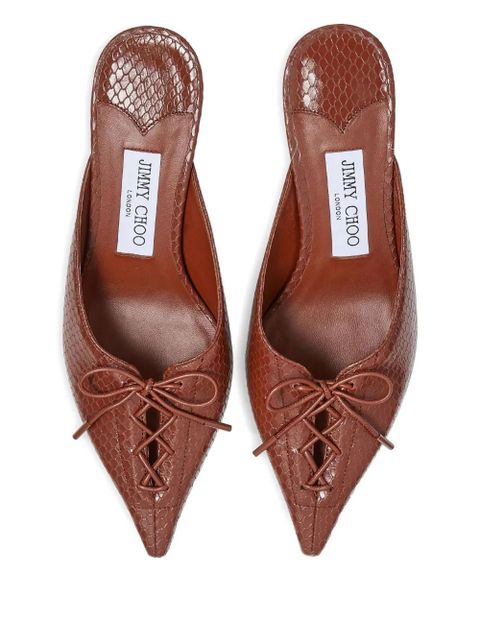 Jimmy Choo 50mm Scarlett lace-up pointed-toe mules - Brown