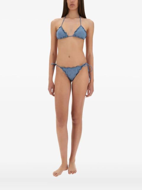 MC2 Saint Barth embroidered-eyelet ruffled-details bikini bottoms - Blue - zdjęcie produktu nr 2
