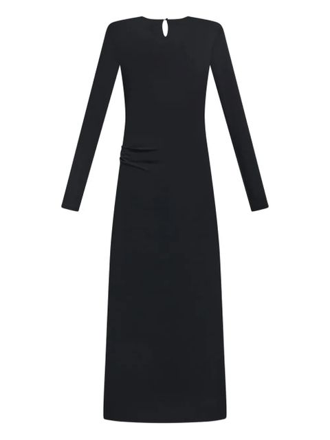 AREA crystal draped long-sleeve gown - Black