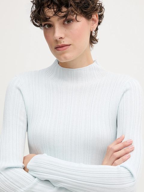 Calvin Klein Jeans sweter damski kolor niebieski lekki z półgolfem LV044D348G