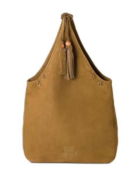 Miu Miu tassel-detail suede tote bag - Green - zdjęcie produktu nr 1