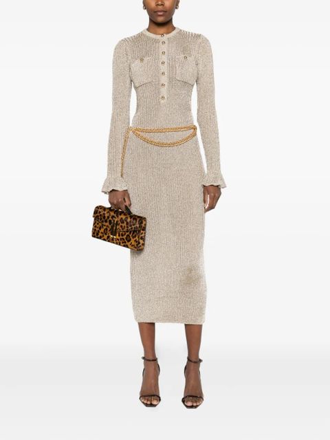 Self-Portrait ribbed midi dress - Gold