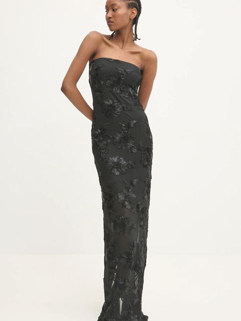 Rotate sukienka kolor czarny maxi dopasowana 114018100