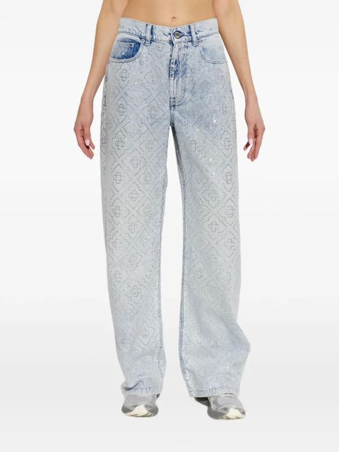 Casablanca crystal-embellished monogram jeans - Blue