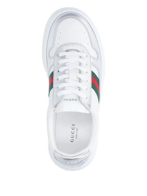 Gucci logo-lettering leather sneakers - White