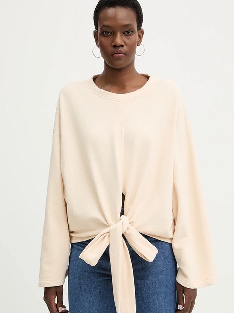 BOSS Orange bluza bawełniana C Ewani damska kolor beżowy gładka 50553456 - zdjęcie produktu nr 1