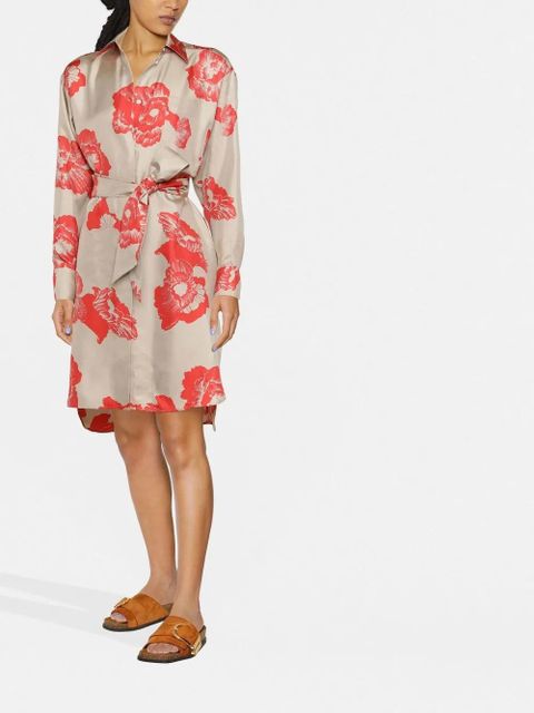 Ferragamo floral print belted shirt dress - Neutrals