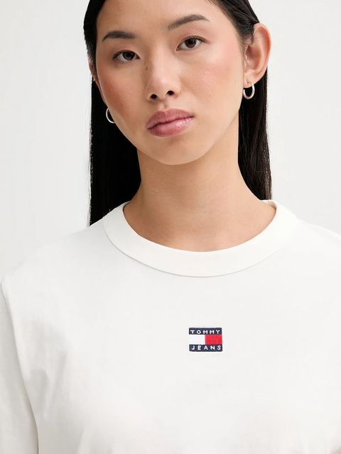 Tommy Jeans t-shirt bawełniany damski kolor beżowy DW0DW22202