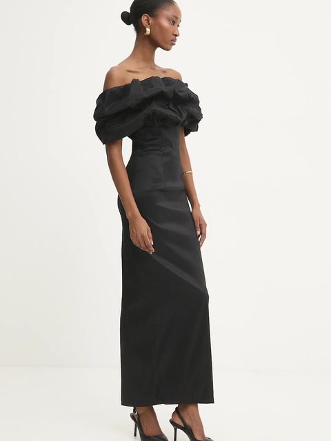 Answear.LAB sukienka kolor czarny maxi dopasowana