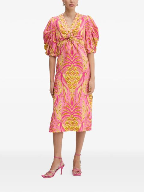 FARM Rio printed puff-sleeve midi dress - Pink - zdjęcie produktu nr 1