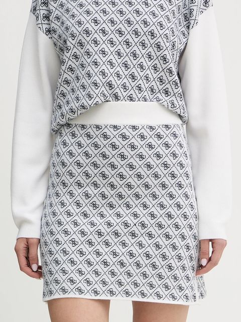 Guess spódnica z domieszką wełny AUBREY kolor beżowy mini ołówkowa W5BD81 Z3JD2