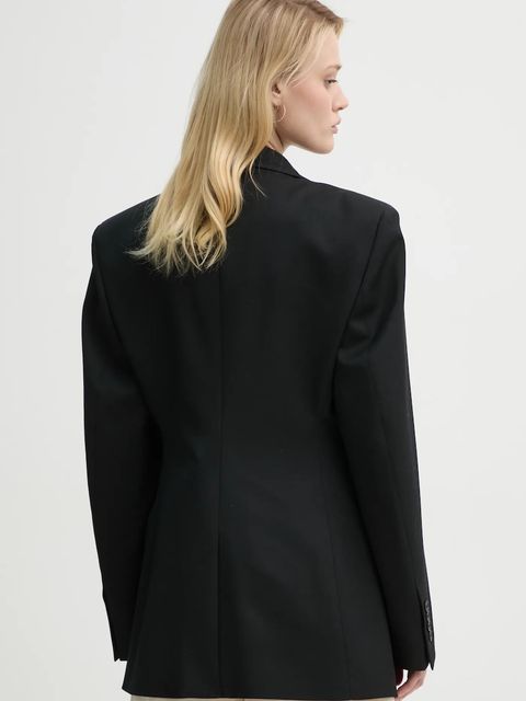 Filippa K marynarka z domieszką wełny kolor czarny jednorzędowa gładka 31533 - zdjęcie produktu nr 2