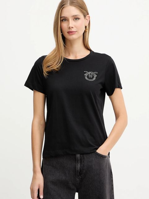 Pinko t-shirt bawełniany damski kolor czarny 103320 A2RN - zdjęcie produktu nr 1
