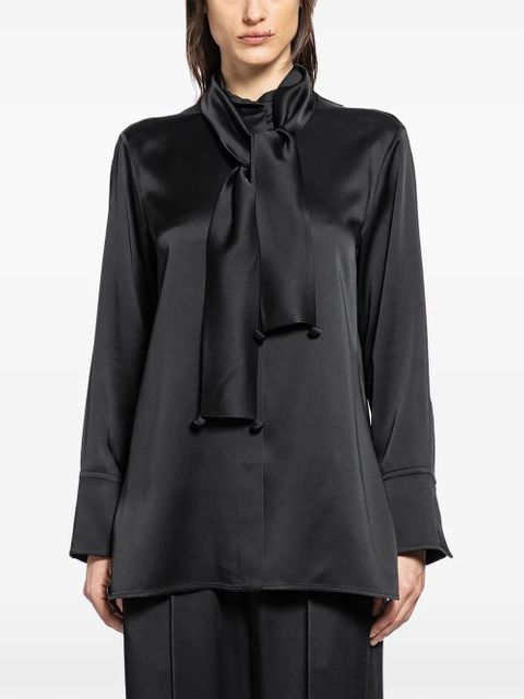 Jil Sander 132 tie-neck satin blouse - Black - zdjęcie produktu nr 1