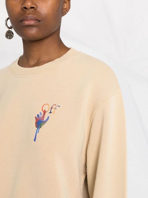 Off-White Draining Man logo-embroidered cotton sweatshirt - Neutrals