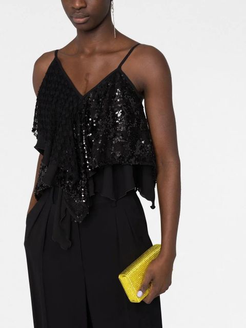 The Attico asymmetric embellished vest top - Black