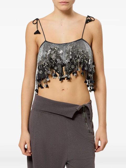 ISABEL MARANT Liwane sequin-embellishment silk top - Silver