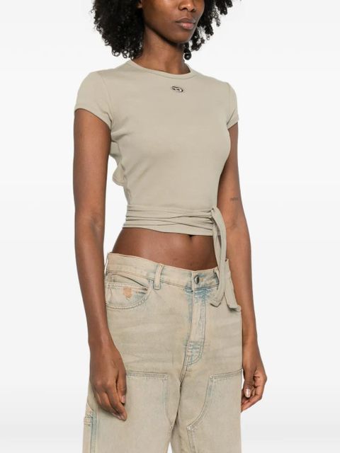 Diesel T-Bunny-Tail tie-detail T-shirt - Neutrals