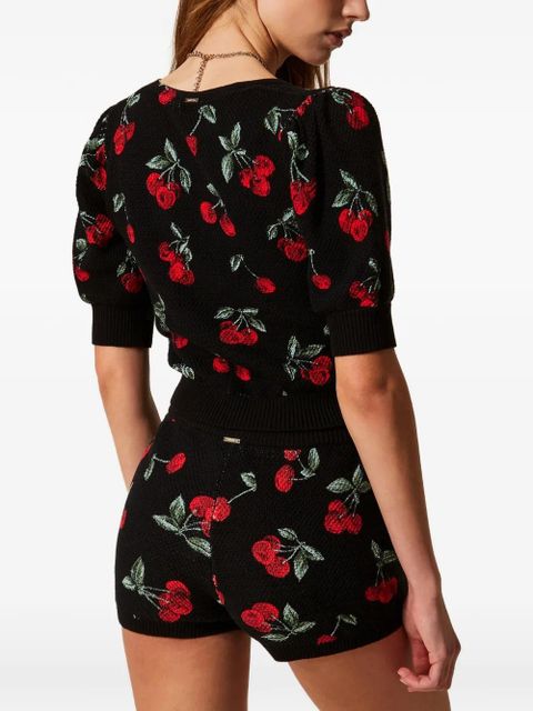 TWINSET cherry-detail short-sleeve sweater - Black