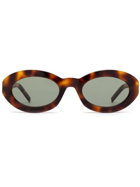 Saint Laurent Eyewear Monogram Hinge oval-frame sunglasses - Brown