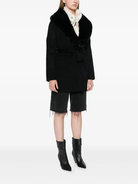Maje double-faced midi coat - Black