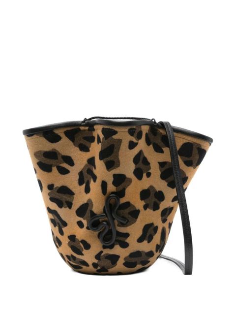 Ruslan Baginskiy leopard-print ruffled bucket bag - Brown - zdjęcie produktu nr 1