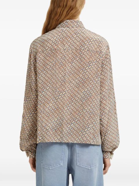 Marni ruffled printed shirt - Brown