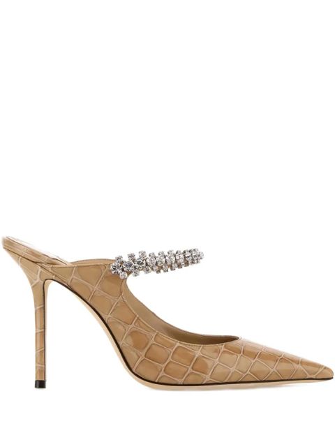 Jimmy Choo embossed-print embellishment mules - Neutrals - zdjęcie produktu nr 1