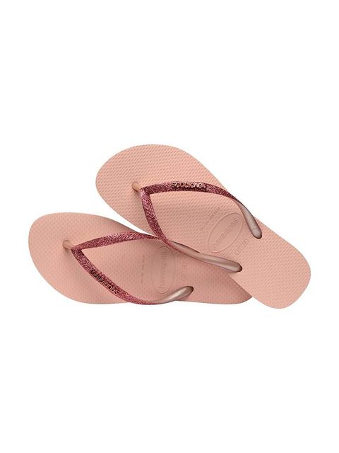 Havaianas japonki SLIM GLITTER II damskie kolor różowy na płaskim obcasie 4146975.9898