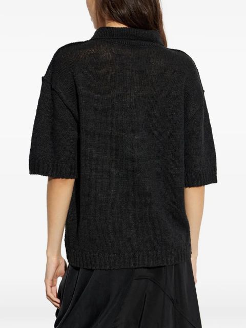 Maison Margiela Gardening Hemp buttoned polo shirt - Black