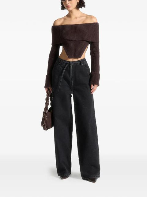 Manière De Voir bardot-neckline sweater - Brown - zdjęcie produktu nr 2