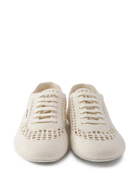 Prada round-toe lace-up sneakers - Neutrals