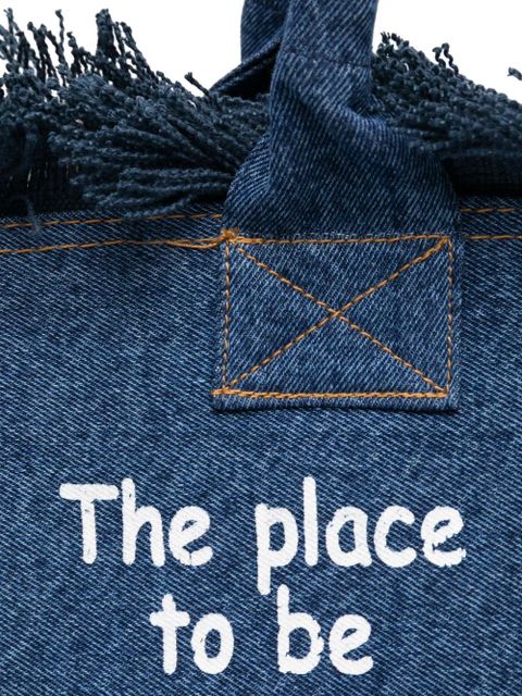 MC2 Saint Barth fringed-detail logo-print tote bag - Blue