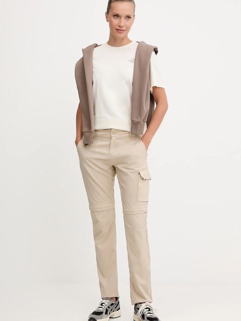 The North Face t-shirt bawełniany damski kolor beżowy NF0A87NKEBE1 - zdjęcie produktu nr 2