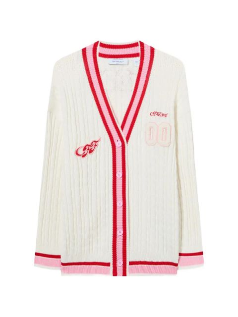 Off-White patch cable knit cardigan - Neutrals - zdjęcie produktu nr 1