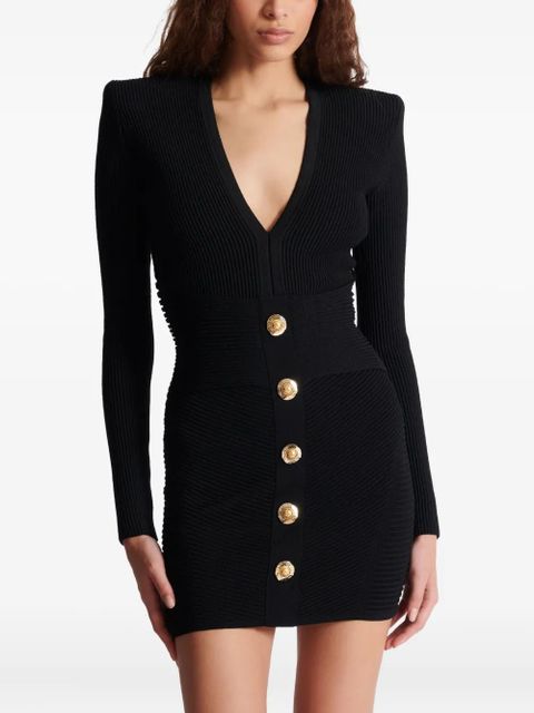 Balmain ribbed bodycon dress - Black