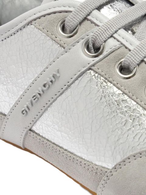 Givenchy Slim metallic-effect panelled lace-up sneakers - Silver