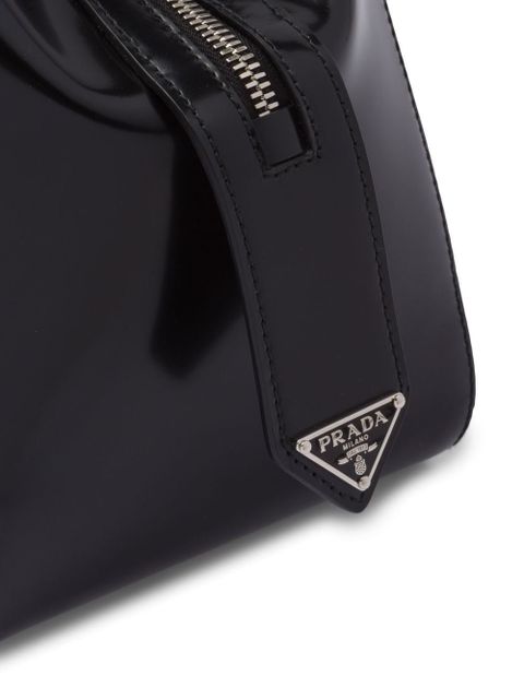Prada medium brushed-leather tote bag - Black