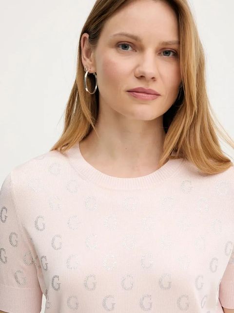 Guess t-shirt JASMINE damski kolor różowy W5GR05 Z3D60