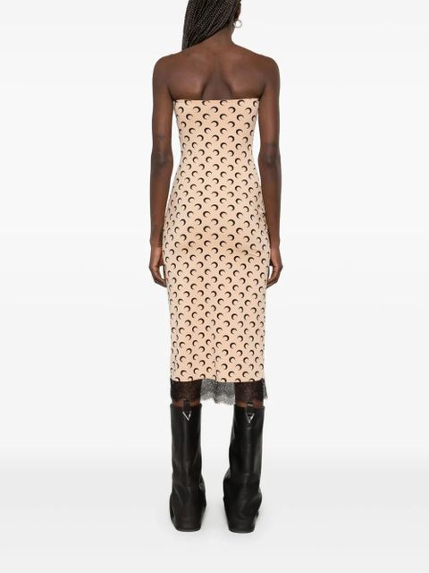Marine Serre Crescent Moon bustier midi dress - Neutrals