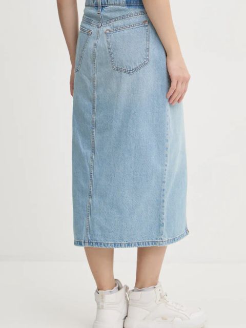 Abercrombie & Fitch spódnica jeansowa kolor niebieski midi ołówkowa KI143-3206