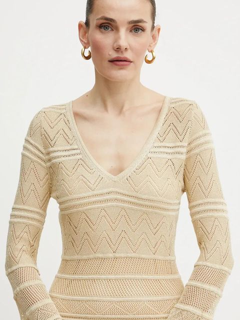 Guess sukienka NELLIE kolor beżowy mini dopasowana W5GK48 Z3E22