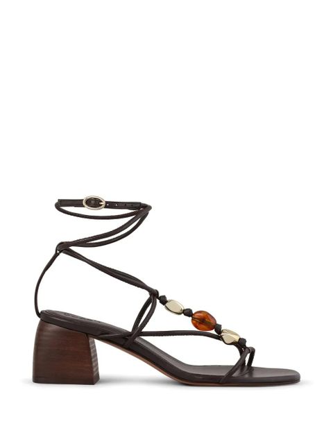 Ba&Sh Caya beaded ankle-tie sandals - Brown - zdjęcie produktu nr 1